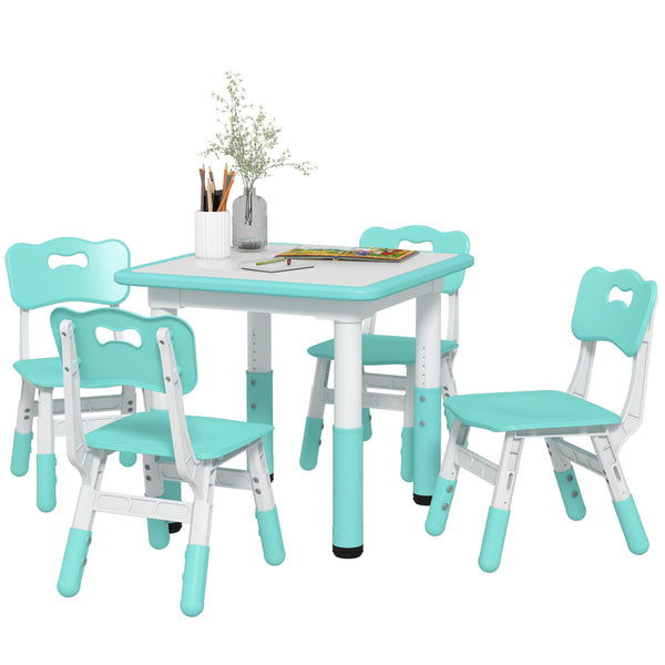 Set Tavolo con 4 Sedie per Bambini Altezza Regolabile Verde prezzo