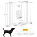 Cancelletto di Sicurezza per Cani con Porta Piccola Regolabile e Chiusura Automatica 75-103x76 cm Bianco-3