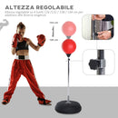 Punching Ball da Terra Altezza Regolabile Base Riempibile Ø43x126-144 cm Guantoni Inclusi Rosso -4