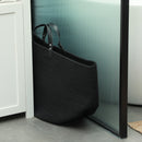 Cesto Portabiancheria Pieghevole con Manici 88L Ø56x35.5 cm in Cotone Naturale Nero -7