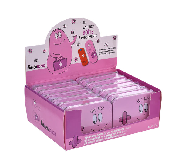 Set 12 Box Barbapapà per Bambini con 24 Cerotti Ciascuno 2 Misure in Metallo-1