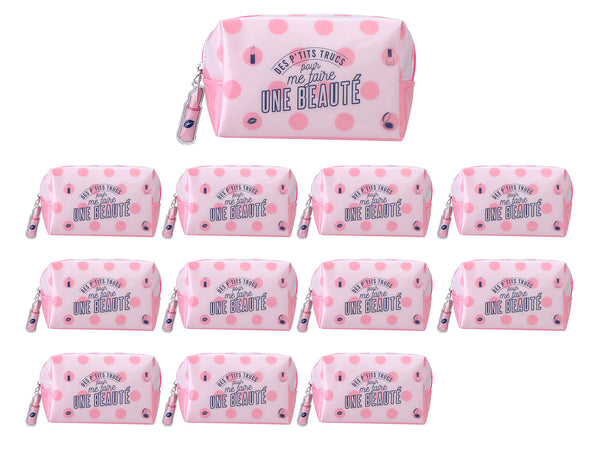 Set 12 Beauty Case per Bambini 14x6x9 cm per Trucchi da Viaggio Shiny Rosa prezzo