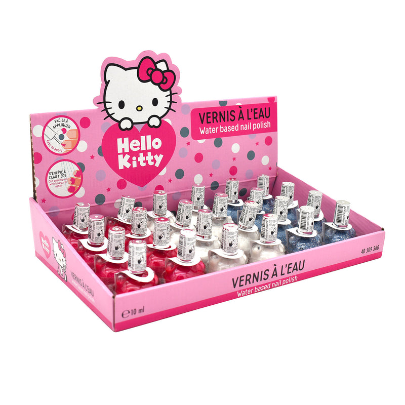 Set 24 Smalti Hello Kitty per Bambini a Base Acqua 10 ml Rosa Blu e Bianco-1