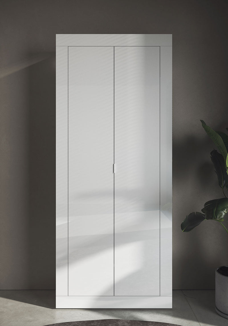 Armadio Guardaroba con Appendiabiti e Ripiani 78x34,5x186,5 cm Linea Basic Bianco Lucido-3