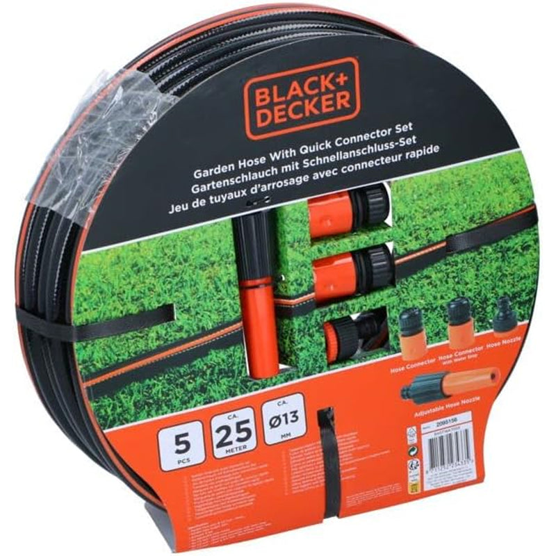 Tubo Pompa dell'Acqua da Giardino 25 Metri Ø13 con 5 Raccordi Max 6 Bar in PVC Black & Decker-3