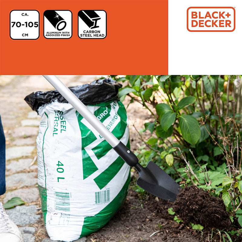 Cazzuola da Giardino con Manico Telescopico da 77-105 cm Resistente al Calore Black & Decker-2