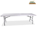 Tavolo Catering Rettangolare Pieghevole 244x76x72cm in Resina e Metallo Bianco-5