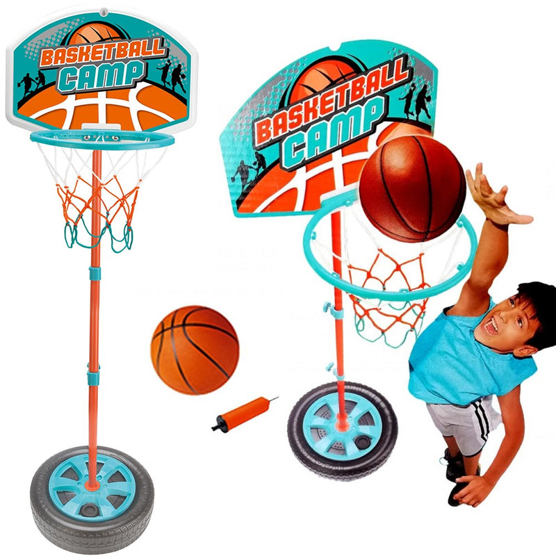 Basket Canestro Piantana Giocattolo Bambini Regolabile con Pallone e Gonfiatore-2