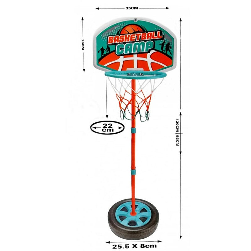 Basket Canestro Piantana Giocattolo Bambini Regolabile con Pallone e Gonfiatore-4