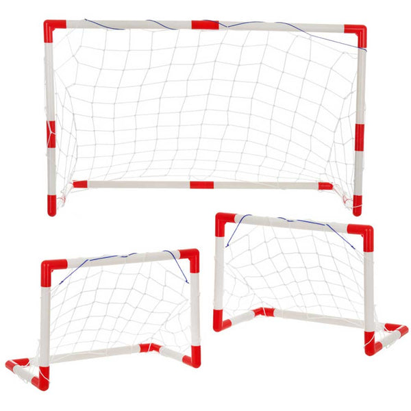 Set Kit 3 Porte da Calcio Giocattolo Soccer Tre Dimensioni Rete in Nylon Bambini sconto