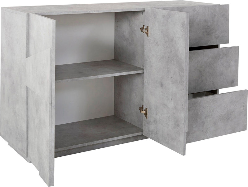 Credenza 2 Ante + 3 Cassetti 142,9x44,2x86 cm Ping Cemento Bronx-3