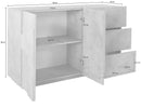 Credenza 2 Ante + 3 Cassetti 142,9x44,2x86 cm Ping Cemento Bronx-4