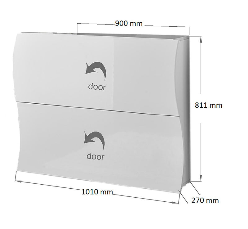 Scarpiera 2 Ante a Ribalta 101x26,6x81,4 cm Onda Bianco Lucido-4