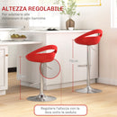 Set 2 Sgabelli da Bar Altezza Regolabile Seduta in ABS Rosso  -4