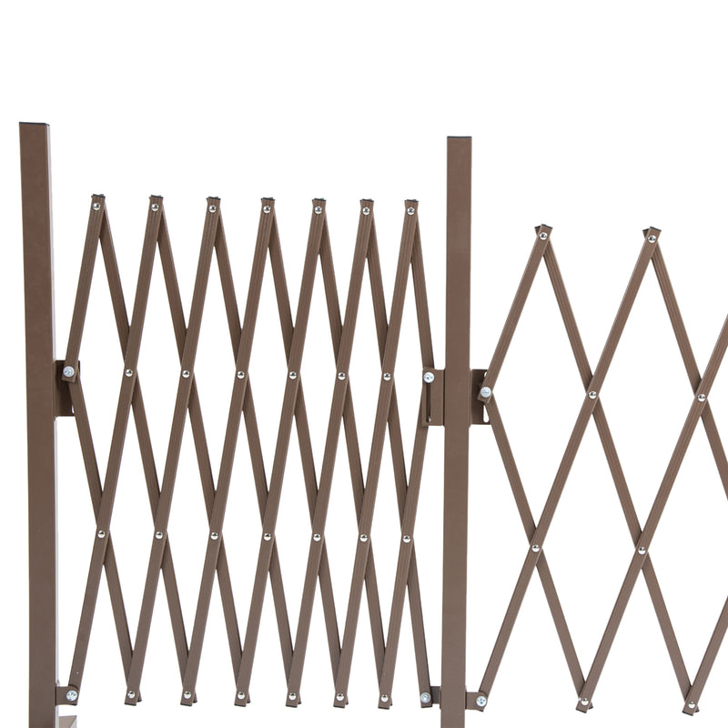 Recinzione per Giardino Estensibile Autoportante 52-405 cm in Acciaio e Alluminio Marrone scuro-7