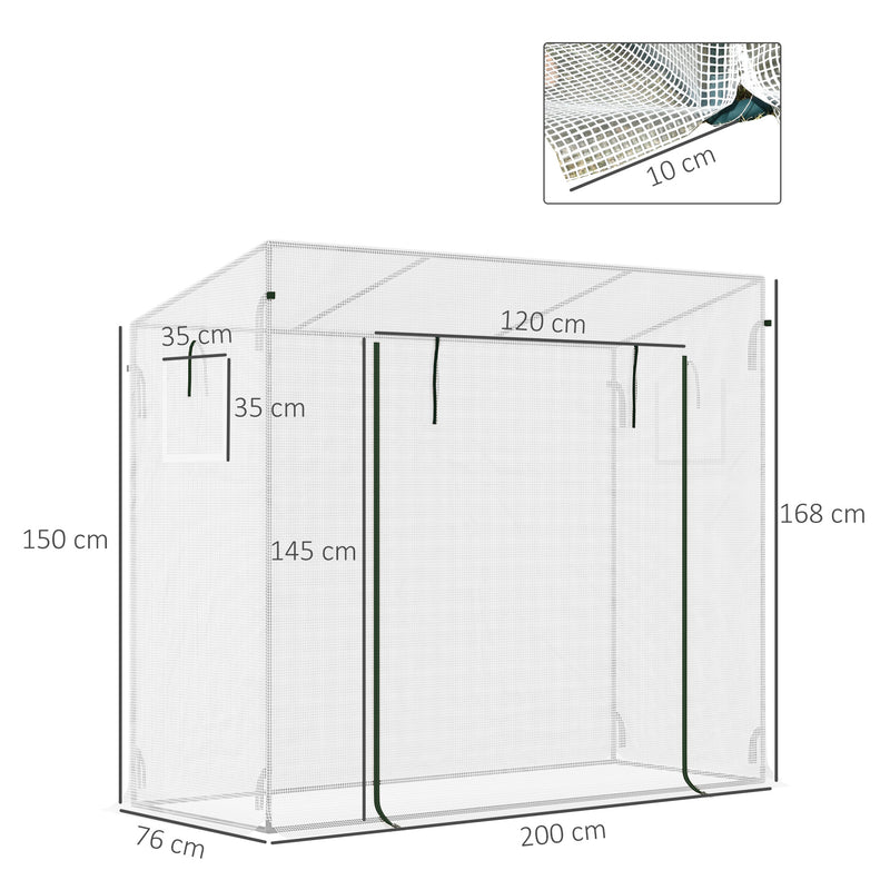 Serra da Giardino con Porta Avvolgibile 200x76x168 cm in Acciaio e PE Bianca -3