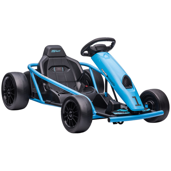 acquista Go Kart Elettrico per Bambini 24V 13km/h Schienale Alto e Cintura di Sicurezza Blu e Nero