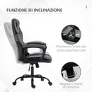 Sedia da Gaming Ergonomica 63x68x105-113cm in Similpelle Nero e Grigio-5