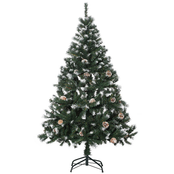 online Albero di Natale Artificiale Innevato 150 cm 676 Rami con Pigne Apertura Automatica Verde