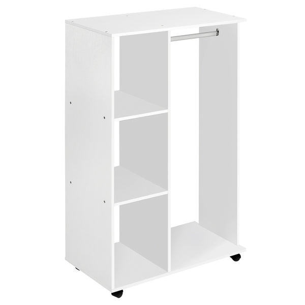 Armadio Guardaroba con Ruote in Legno 80x40x128 cm Bianco online