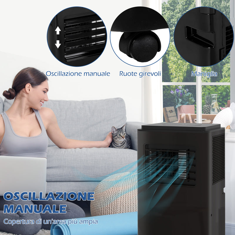 Condizionatore Portatile 950W 33x28x70,4 cm con 5 Modalità e 3 Velocità Nero-8