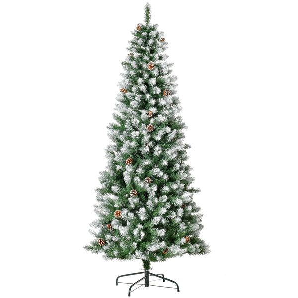 Albero di Natale Artificiale Innevato 180 cm 630 Rami e 37 Pigne Verde e Bianco acquista