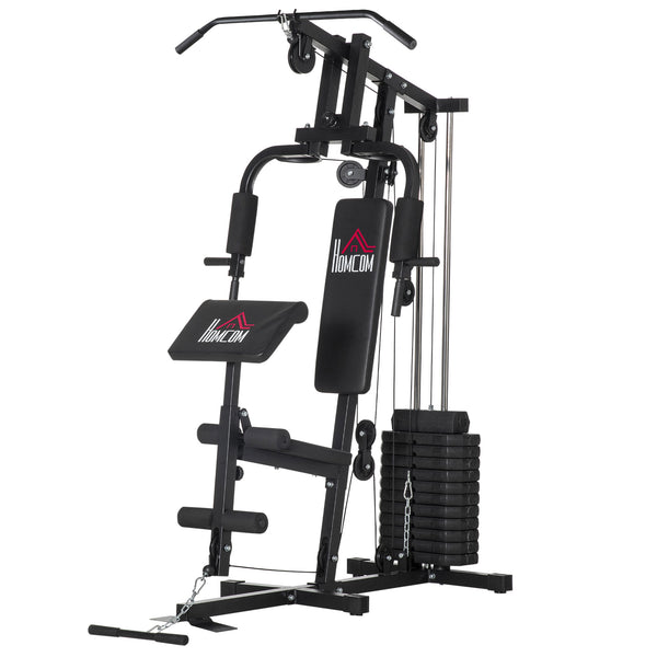 sconto Stazione Fitness con Seduta e Schienale Imbottiti 135x103x210 cm in Acciaio e PU Nero