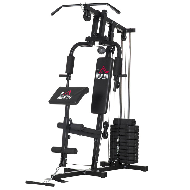 Stazione Fitness con Seduta e Schienale Imbottiti 135x103x210 cm in Acciaio e PU Nero-1