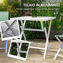 Set Tavolino e 2 Sedie Pieghevoli da Giardino in Alluminio Verde-7