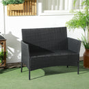 Divano da Giardino a 2 Posti con Cuscino e Braccioli 100x54x80cm in Rattan PE e Acciaio Nero-9