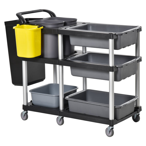 prezzo Carrello Pulizie Professionale 3 Livelli 110x50x92 cm in Plastica e Alluminio Grigio