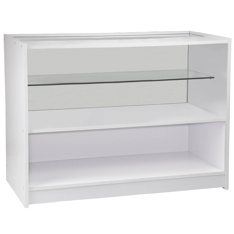 Set 3 Banconi Negozio Modulari Ripiani in Vetro in Laminato Bianco Brillante -8