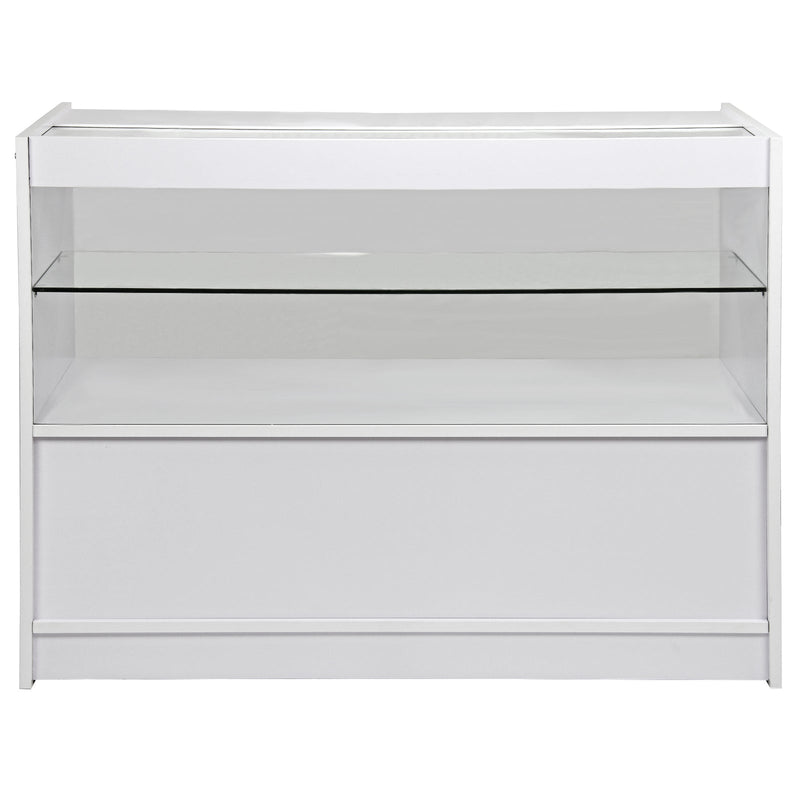 Set 3 Banconi Negozio Modulari Ripiani in Vetro in Laminato Bianco Brillante -7