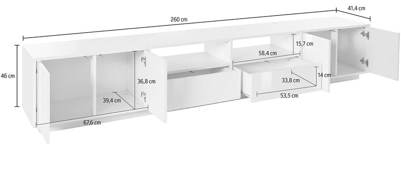 Mobile TV 4 Ante 2 Cassetti 260x41,4x46 cm Bloom Grigio Antracite Opaco-5