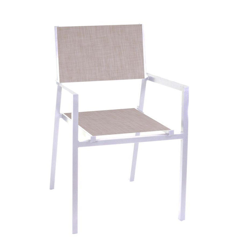 Sedia da Giardino 55x56xh86 cm in Alluminio e Texilene Cleveland Bianco-1