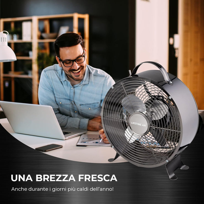 Ventilatore da Tavolo in Metallo Pala da 20cm Potenza 20 W 2 Livelli di Velocità -2