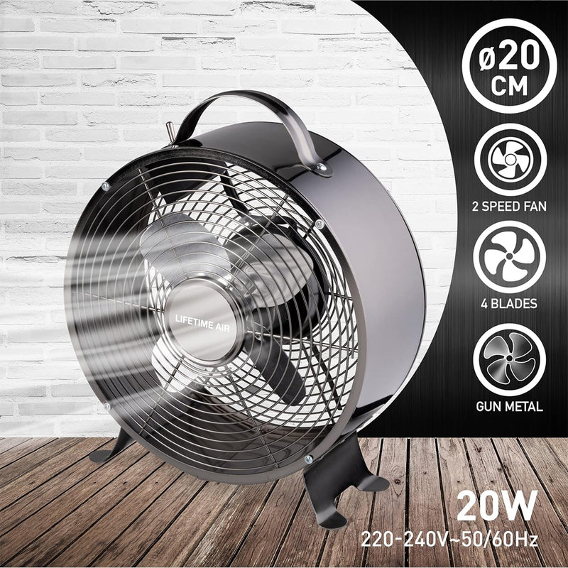 Ventilatore da Tavolo in Metallo Pala da 20cm Potenza 20 W 2 Livelli di Velocità -5