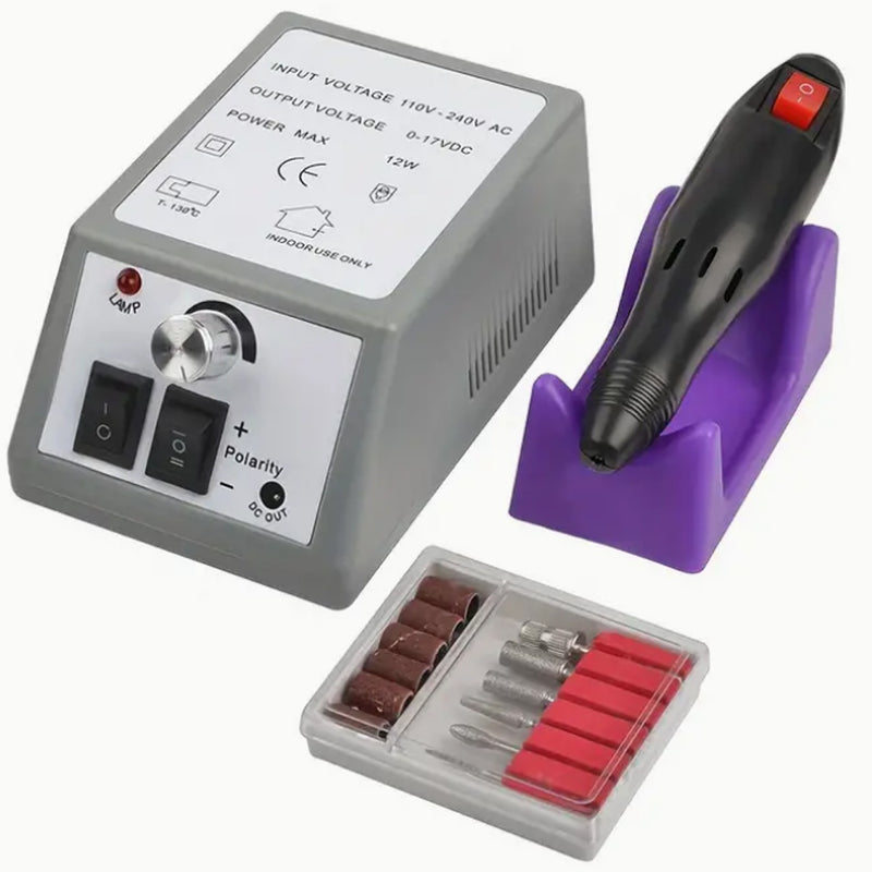 Fresa Elettrica per Unghie Lima Silenziosa Manicure Pedicure 6 Punte Accessori-5