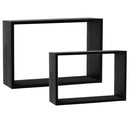 Set 2 Mensole a Muro Moduli da Parete Pensili Rettangolari in Legno Nero 40 cm-2