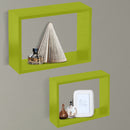 Set 2 Mensole a Muro Moduli da Parete Pensili Rettangolari in Legno Verde 40 cm-3