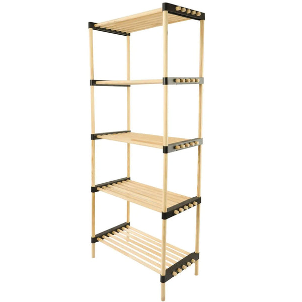 sconto Scaffale Modulare Multiuso Bagno Mensole 5 ripiani Bambù Salvaspazio 28x49x127cm