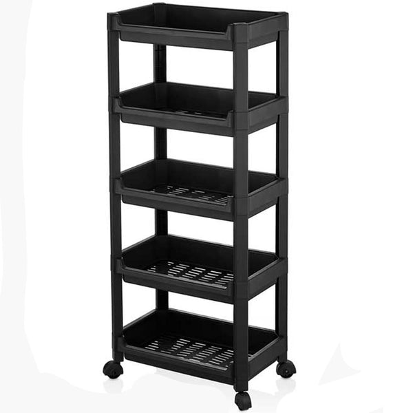 Carrello Salvaspazio Cucina Bagno Scaffale Portaoggetti Multiuso Nero 5 Ripiani prezzo