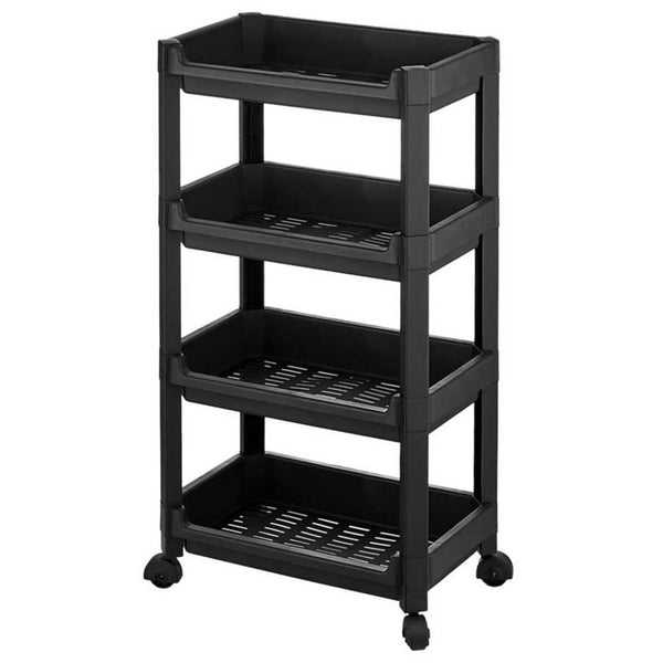 Carrello Salvaspazio Cucina Bagno Scaffale Portaoggetti Multiuso Nero 4 Ripiani online