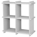 Libreria Scaffale a Parete 4 ripiani Bacheca in Legno Bianco Multiuso -4