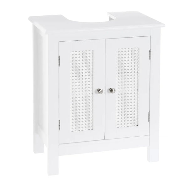 Mobile Sottolavabo da Bagno Sottolavello in Legno Bianco con Mensola 48x30x60 cm sconto