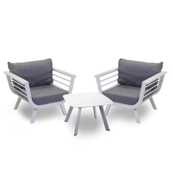 Set Salotto da Giardino 2 Poltrone e Tavolino in Alluminio Riverside Bianco prezzo