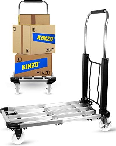 Carrello Portapacchi Pieghevole Portatutto 4 Ruote a Pianale Portata 150Kg Kinzo-2