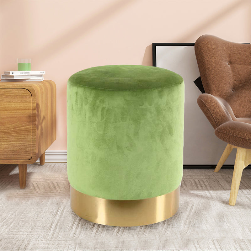 Pouf Poggiapiedi 31x31x38 cm in Metallo MDF e Tessuto Velluto Verde Lime -2