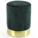 Pouf Poggiapiedi 31x31x38 cm in Metallo MDF e Tessuto Velluto Verde Scuro-1