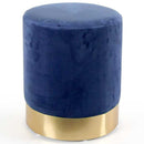 Pouf Poggiapiedi 31x31x38 cm in Metallo MDF e Tessuto Velluto Blu -1